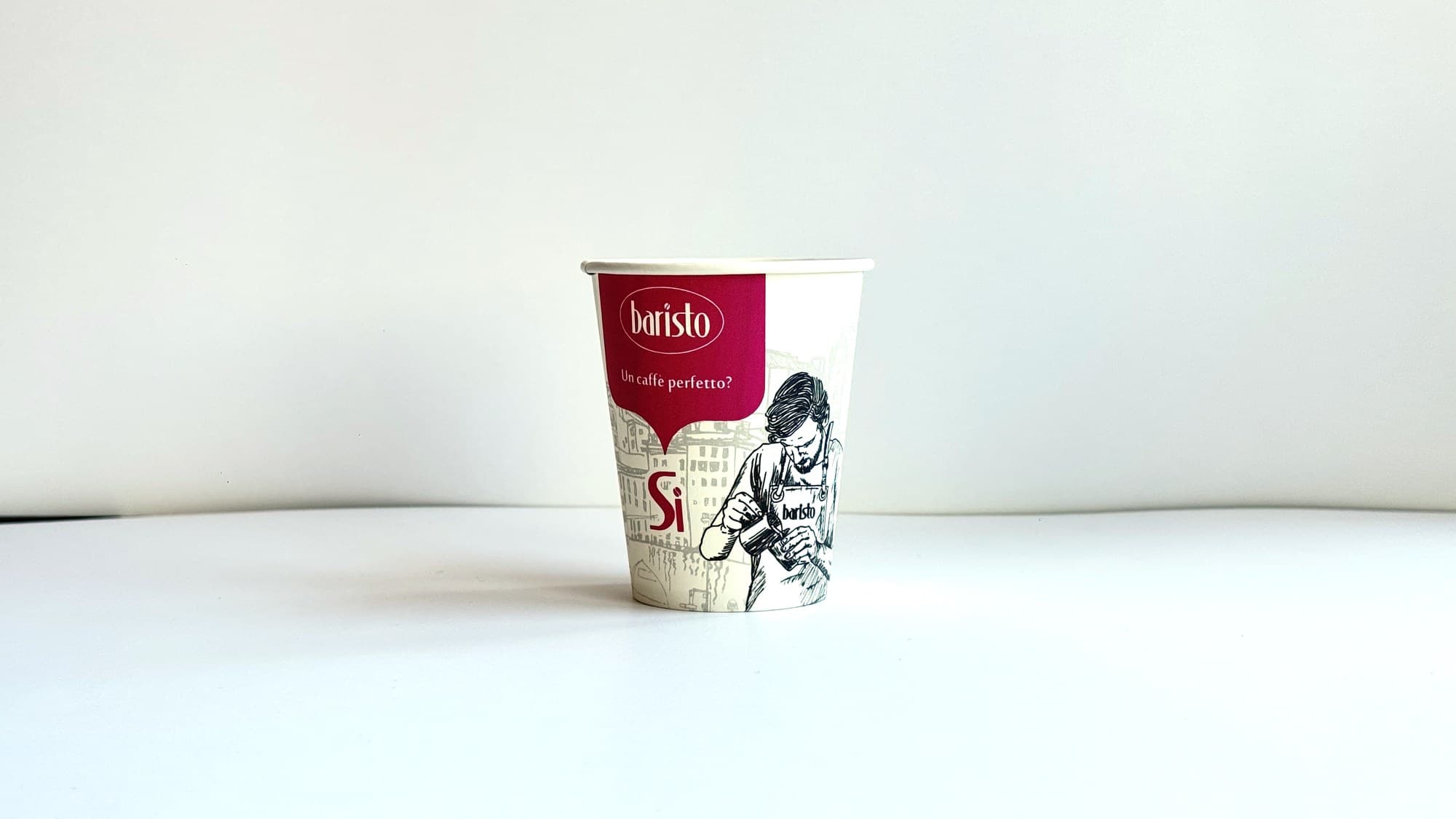 Картонена чаша Baristo с илюстрация на бариста